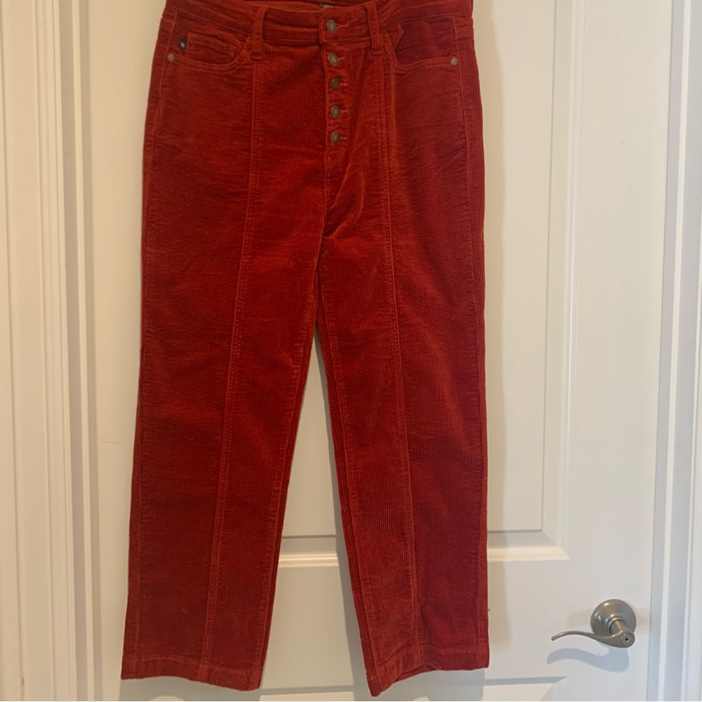 Judy Blue Fez Corduroy ankle straight leg vivid rust 11